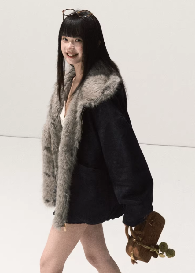 Suede Fur Jacket Hooded Outerwear