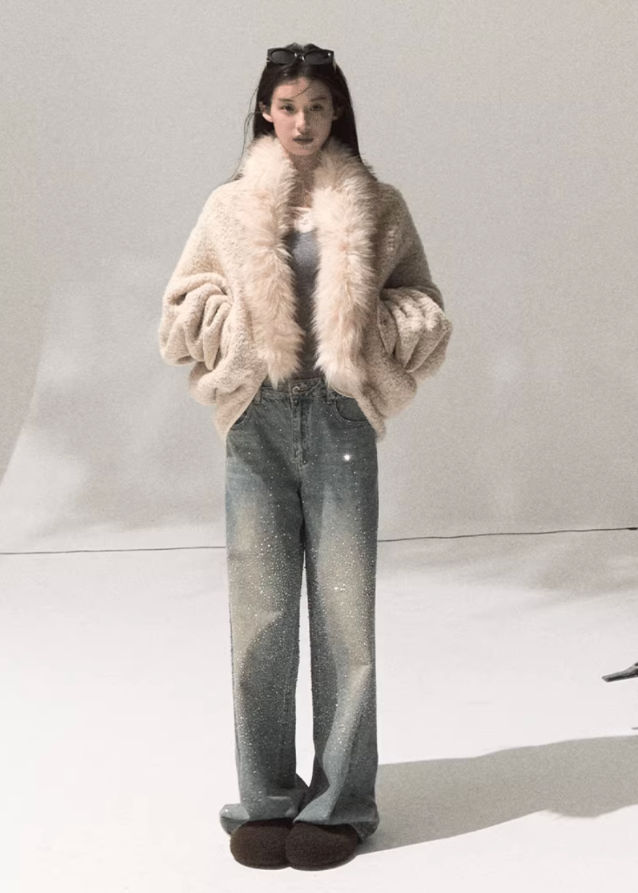 Cozy Halo Cropped Shearling Jacket