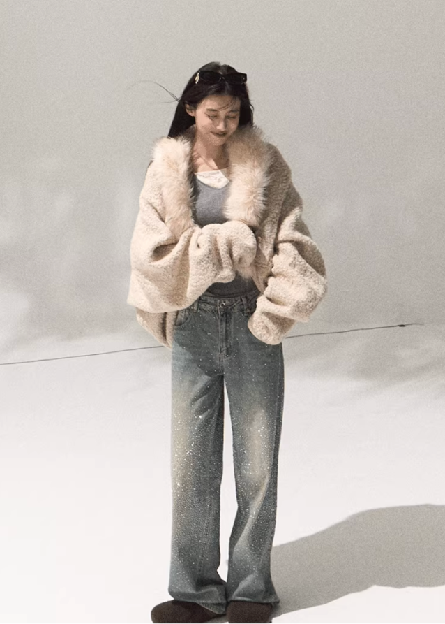 Cozy Halo Cropped Shearling Jacket