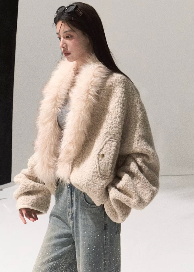 Cozy Halo Cropped Shearling Jacket