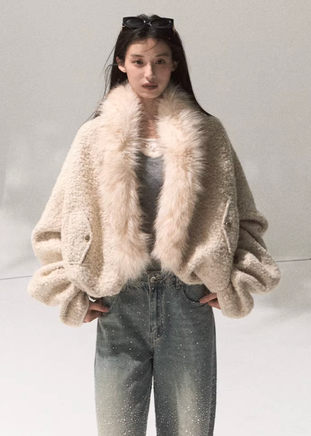 Cozy Halo Cropped Shearling Jacket