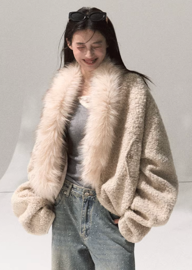 Cozy Halo Cropped Shearling Jacket