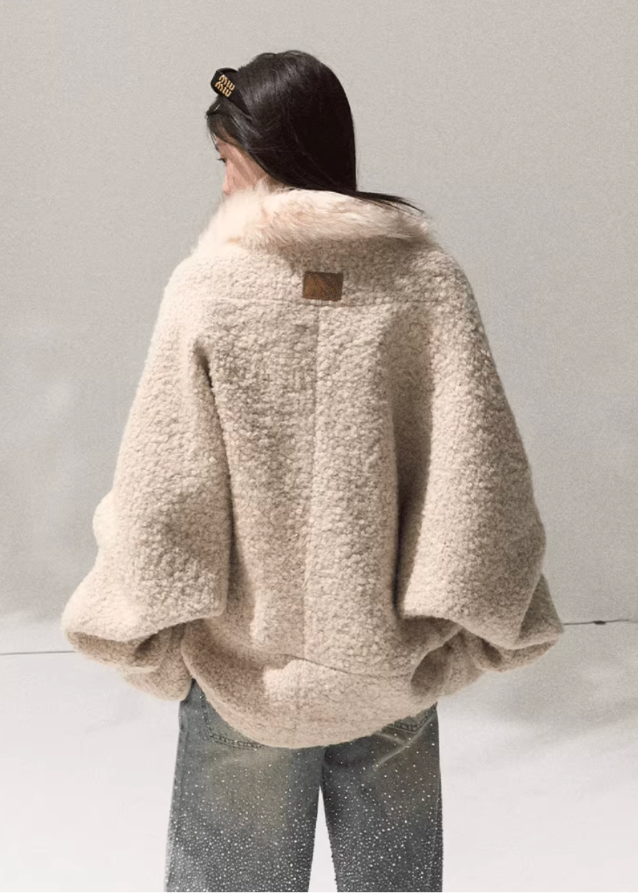 Cozy Halo Cropped Shearling Jacket