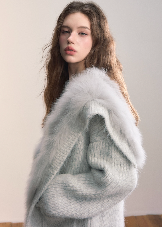 Luxe Pelt Lapel Sweater Jacket Main Image