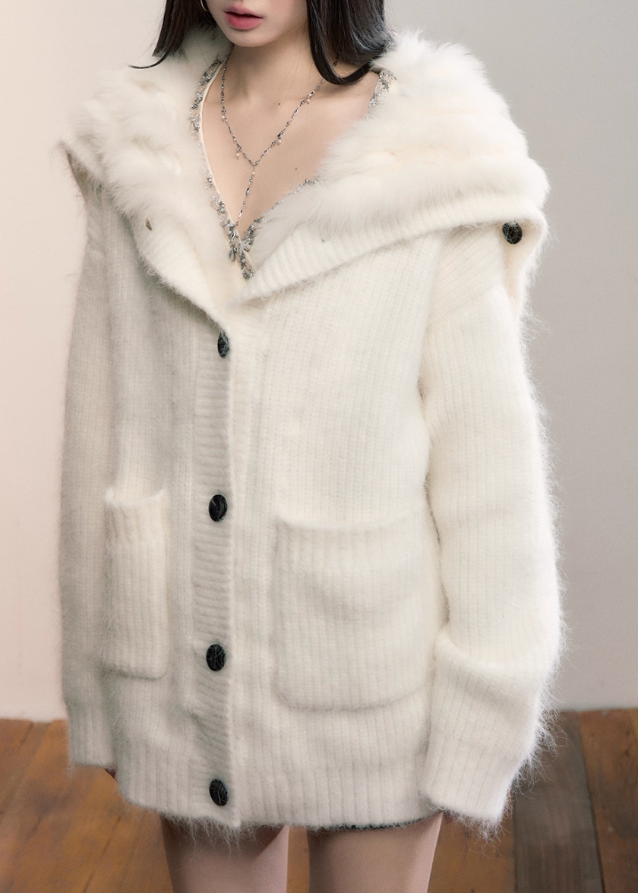 Luxe Pelt Lapel Sweater Jacket