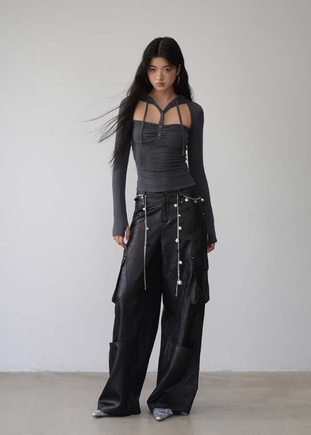 Dark Mode Hooded Cutout Top