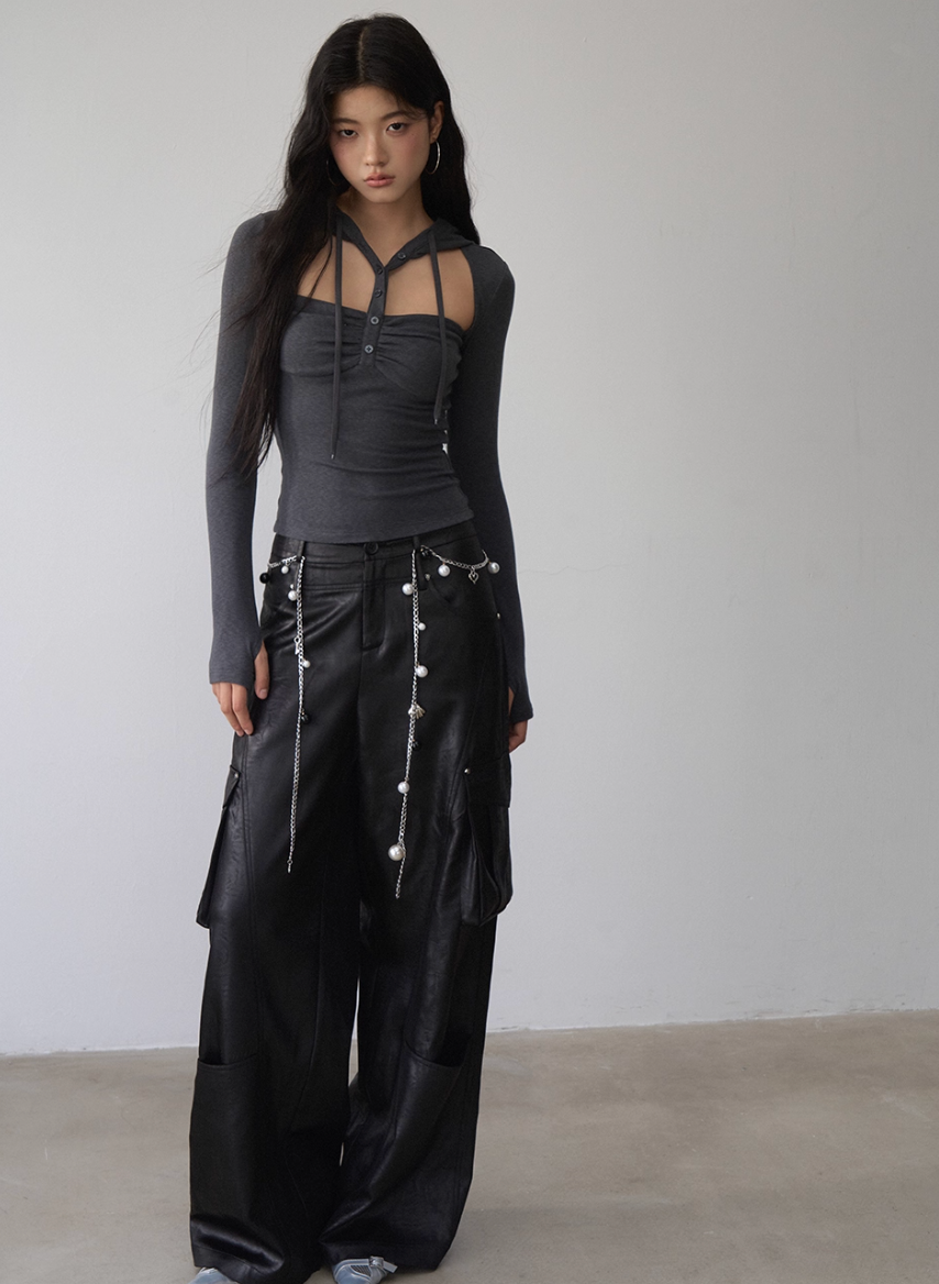 Dark Mode Hooded Cutout Top