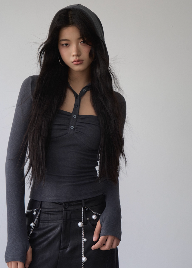 Dark Mode Hooded Cutout Top