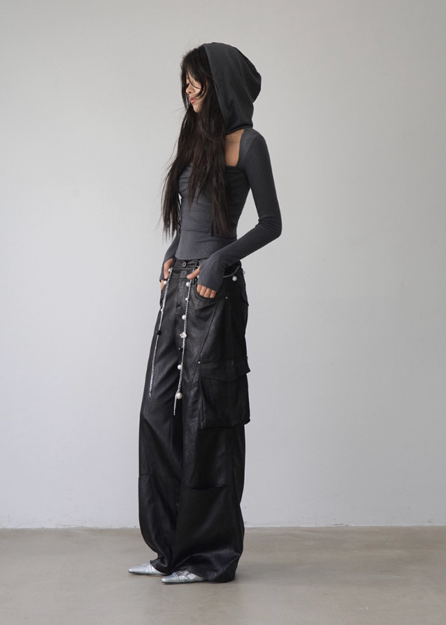 Dark Mode Hooded Cutout Top