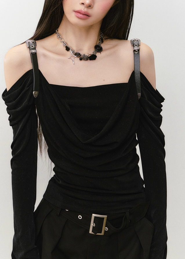 Draped Strap Hybrid Off-Shoulder Top