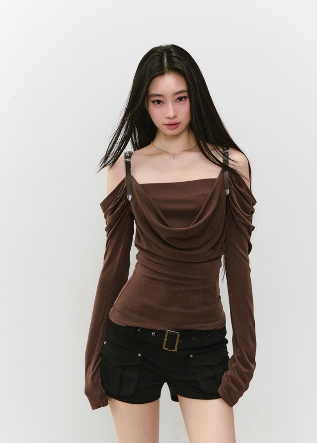 Draped Strap Hybrid Off-Shoulder Top