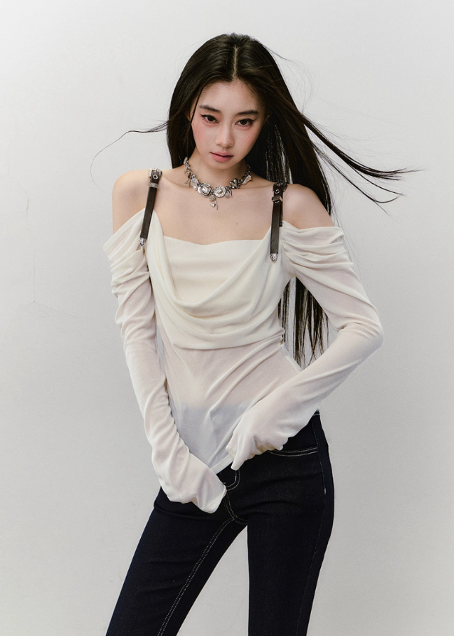 Draped Strap Hybrid Off-Shoulder Top