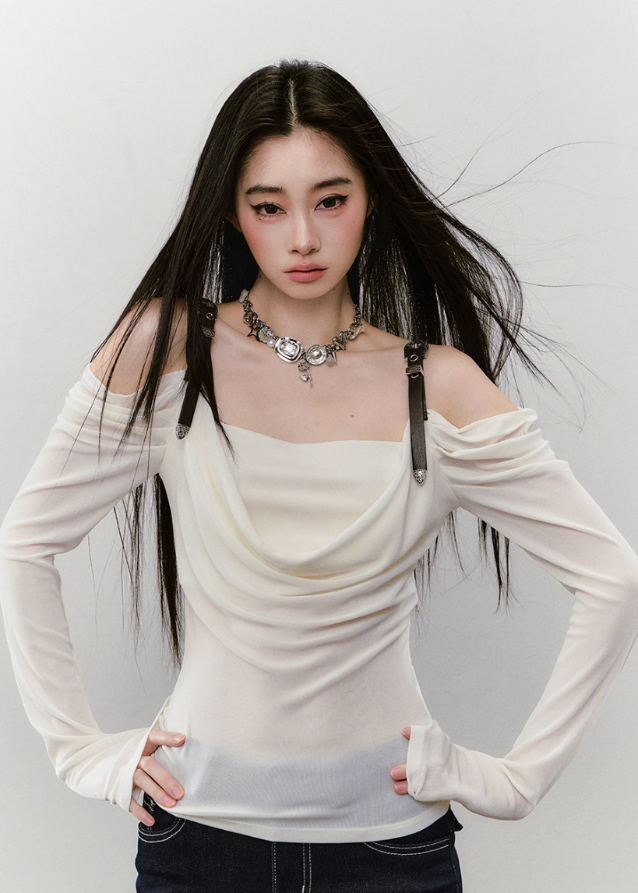 Draped Strap Hybrid Off-Shoulder Top