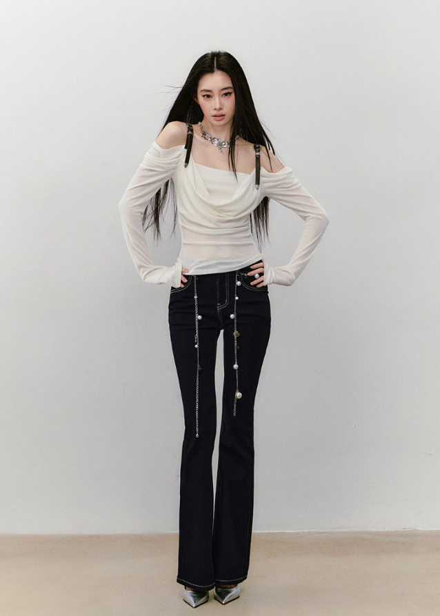 Draped Strap Hybrid Off-Shoulder Top