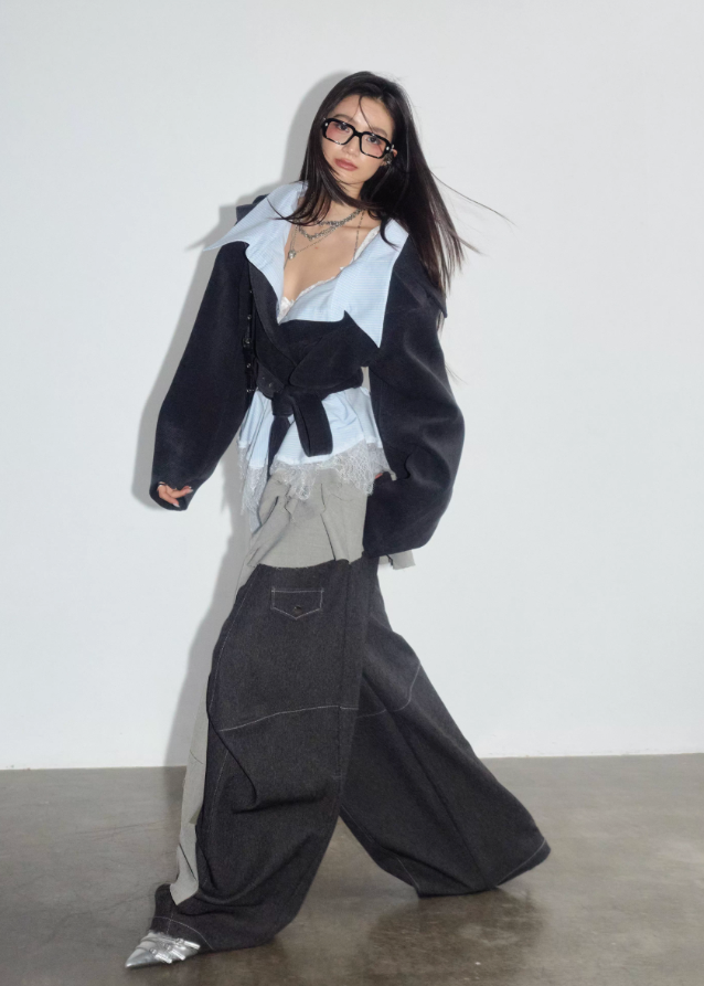 Layered Mist Lace-Trim Short Coat