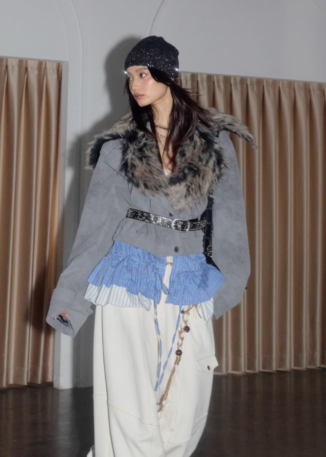 K-Street Detachable Hem Fur Jacket