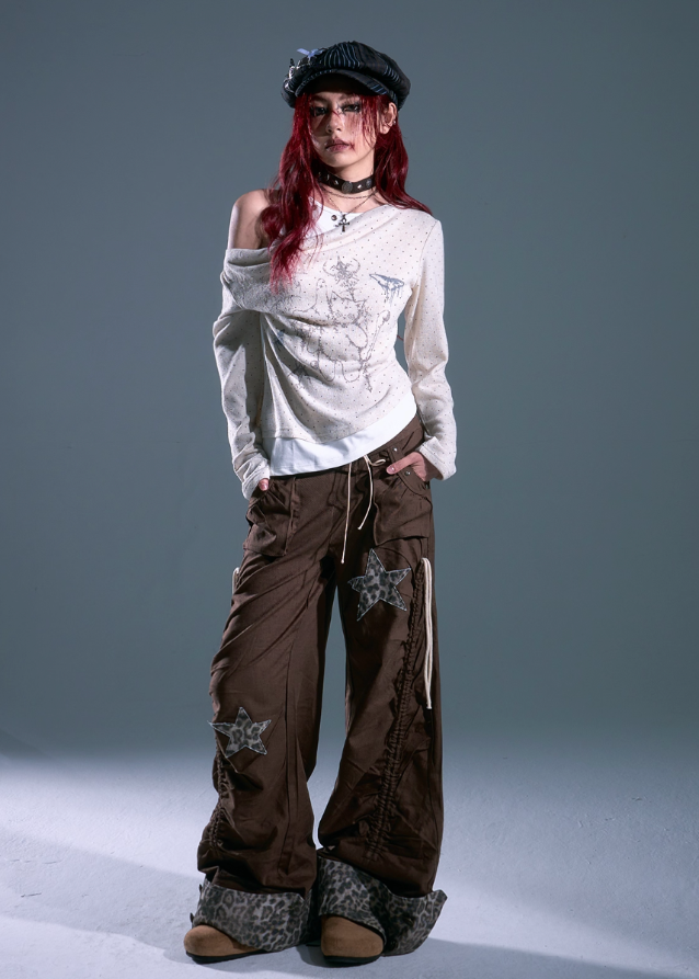 Starfall Ruins Leopard Patch Cargo Pants