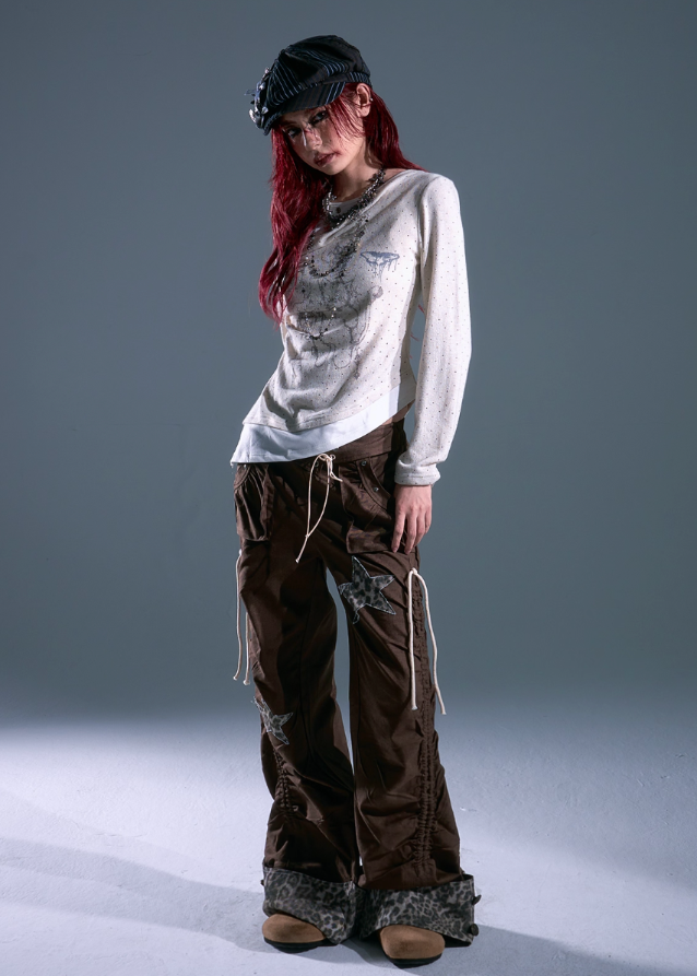 Starfall Ruins Leopard Patch Cargo Pants