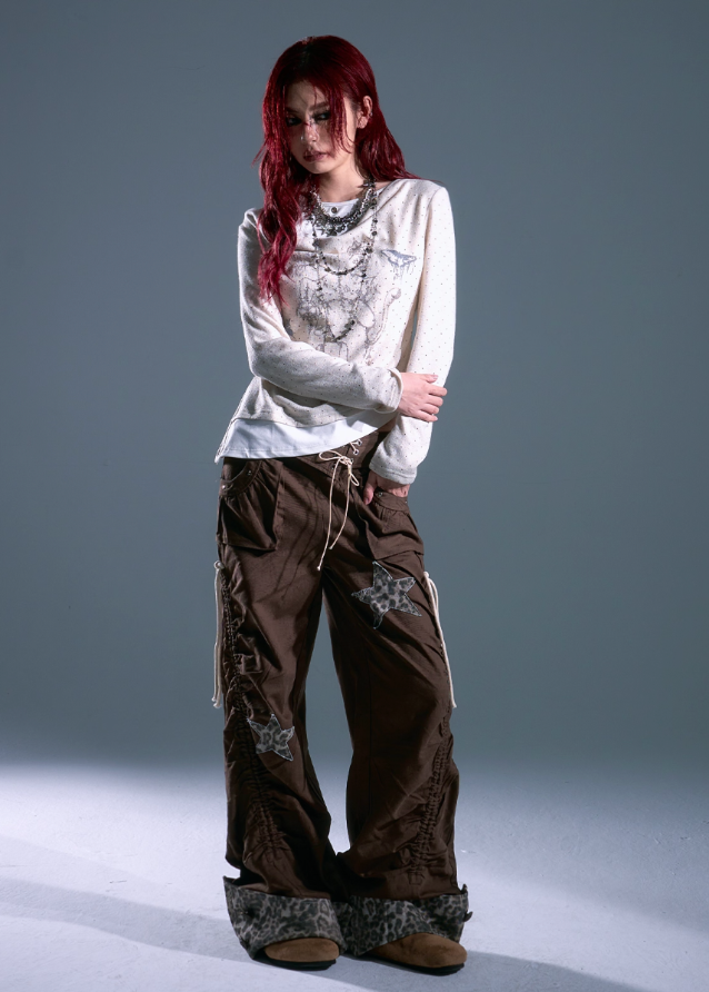 Starfall Ruins Leopard Patch Cargo Pants