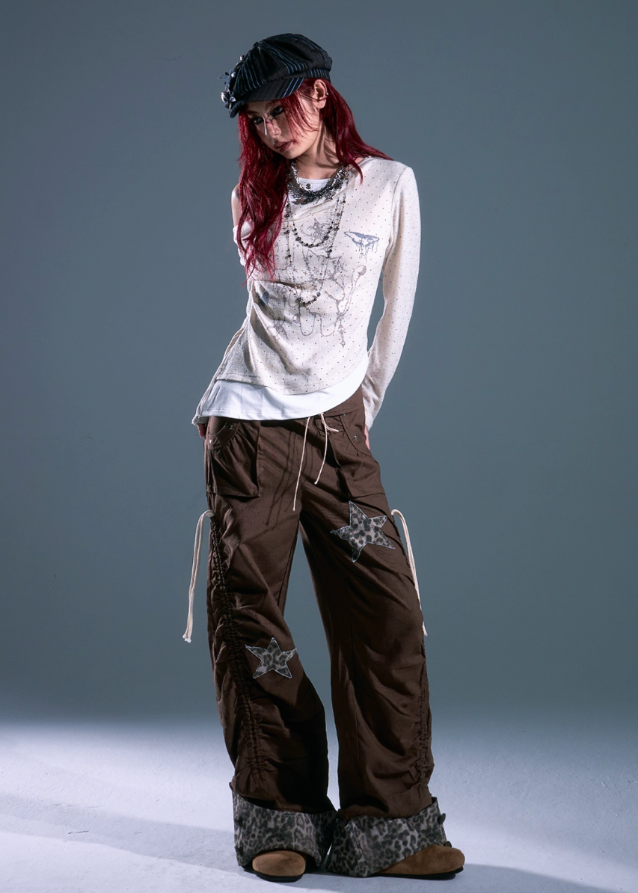Starfall Ruins Leopard Patch Cargo Pants