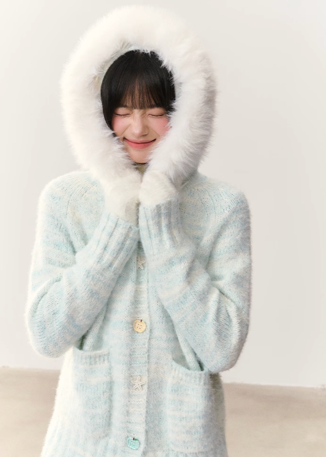 Icewave Fuzzy Hood Knit Jacket