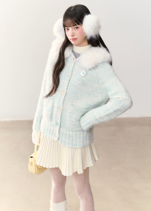 Icewave Fuzzy Hood Knit Jacket