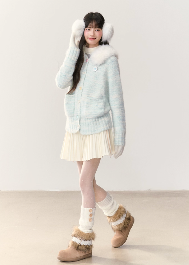Icewave Fuzzy Hood Knit Jacket