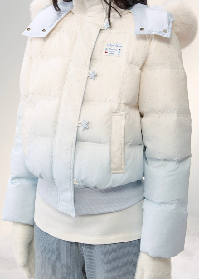 Stardust Frost Gradient Fur-Collar Down Jacket