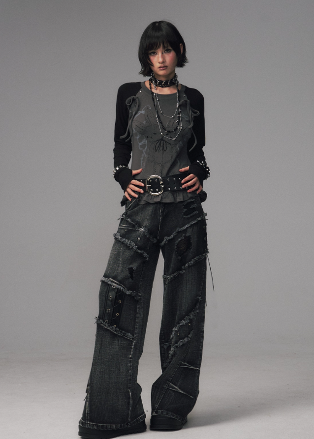 Midnight Stitch Wide-Leg Jeans