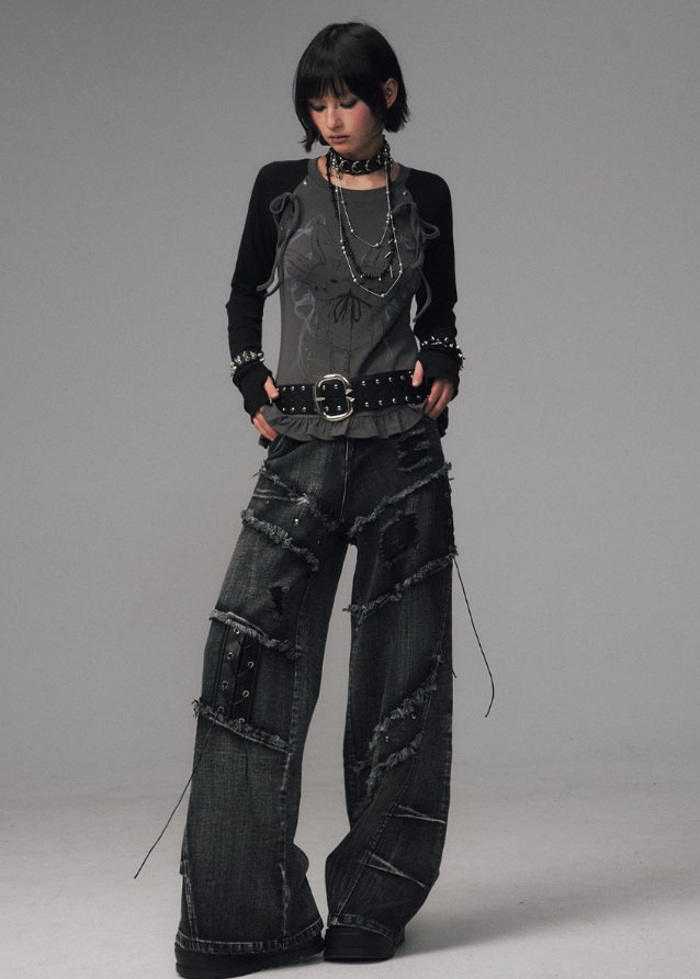 Midnight Stitch Wide-Leg Jeans