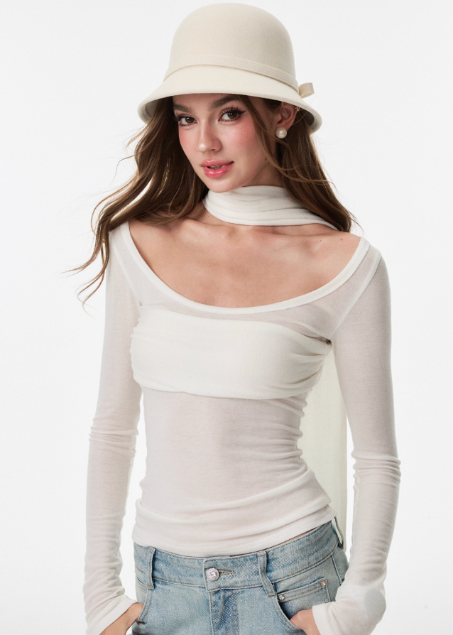 Softline Halo Neck Long Sleeve Top