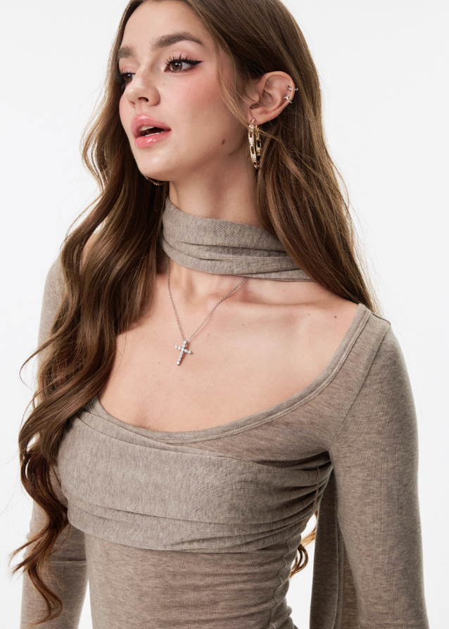 Softline Halo Neck Long Sleeve Top