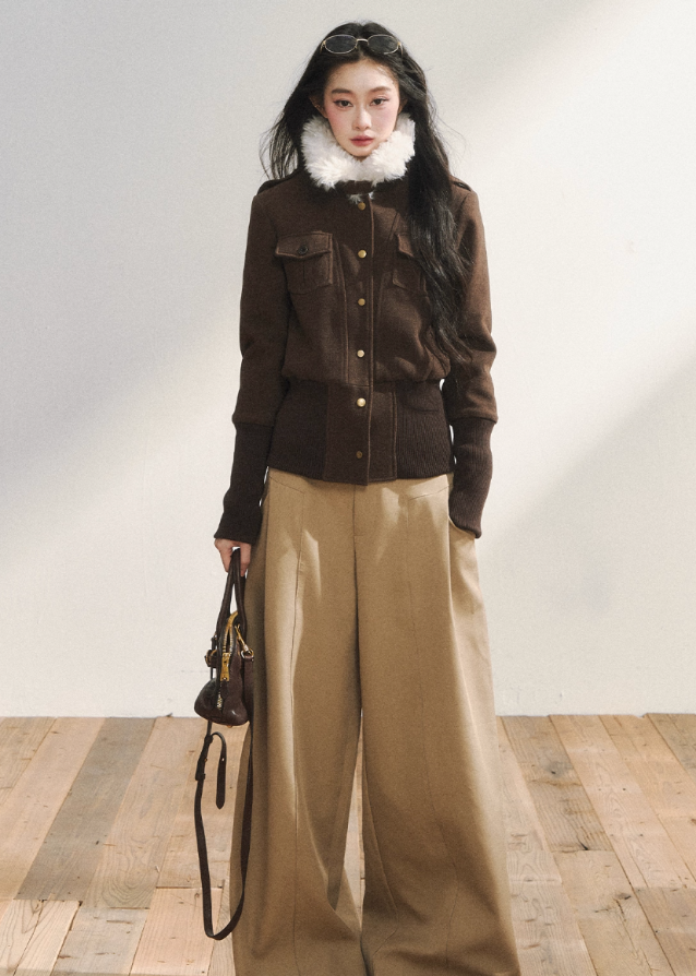 Vintage Brown Wool Button Jacket