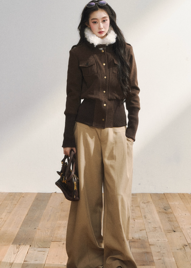 Vintage Brown Wool Button Jacket