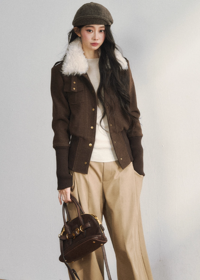 Vintage Brown Wool Button Jacket