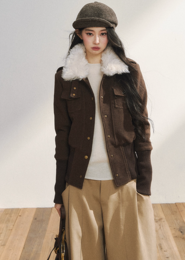 Vintage Brown Wool Button Jacket