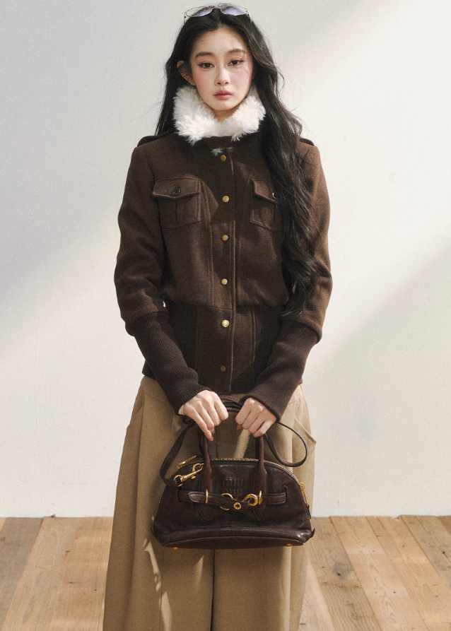 Vintage Brown Wool Button Jacket