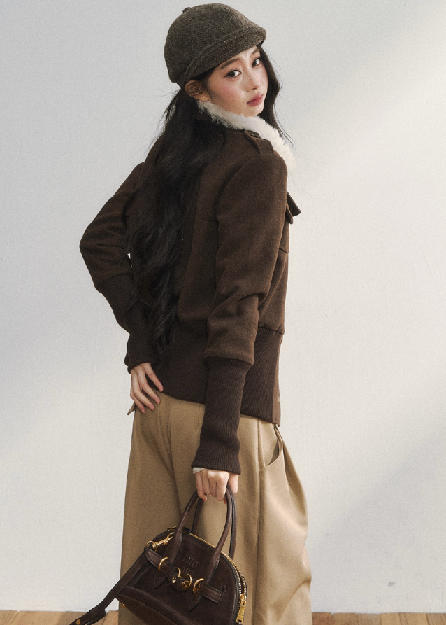 Vintage Brown Wool Button Jacket