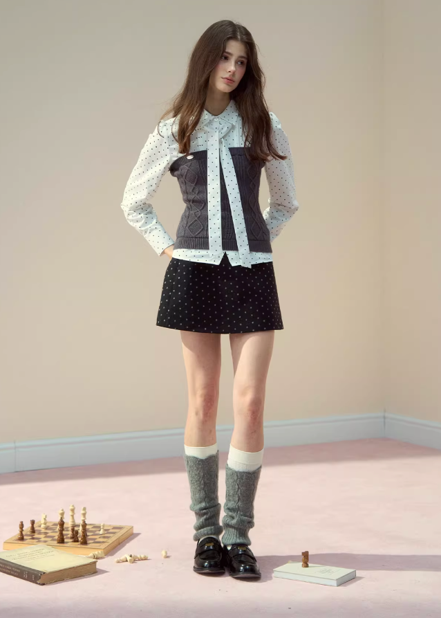 Polka Dot Bow-Tie Patchwork Set