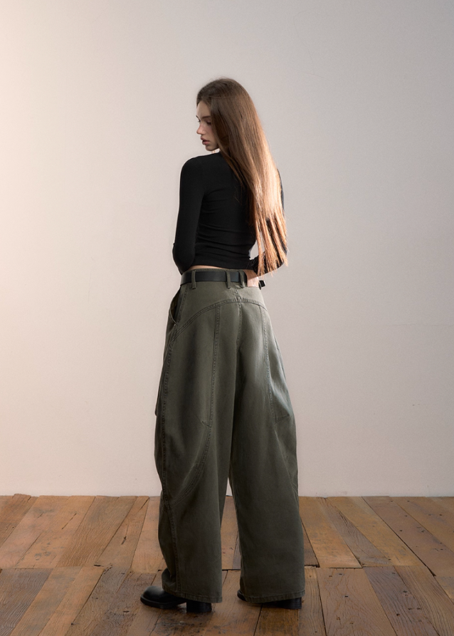 Army Green Oversize Street Slacks