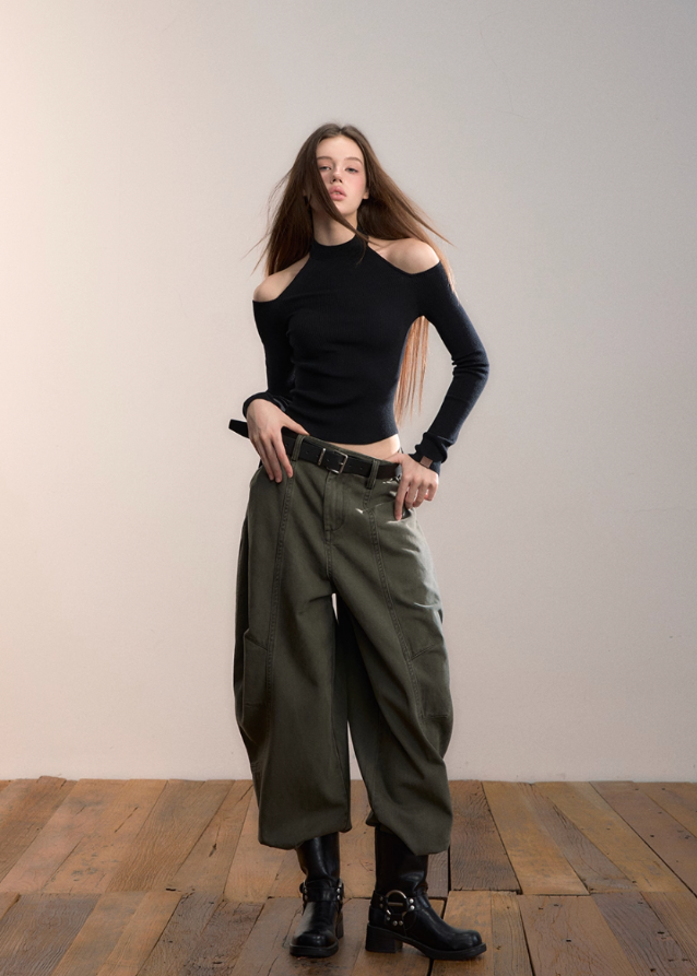 Army Green Oversize Street Slacks