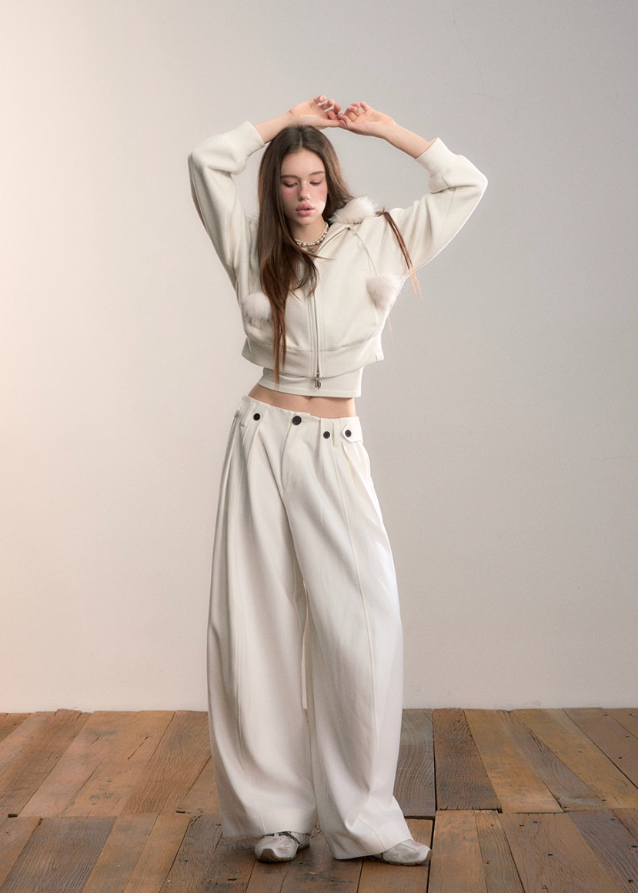 Y2K Button-Pleat Fluid Drape Pants
