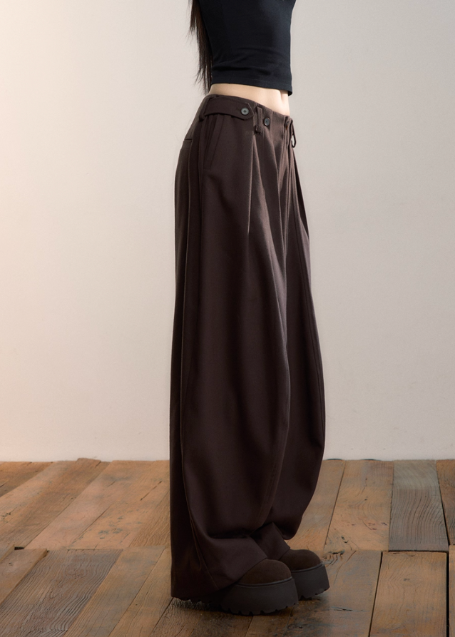 Y2K Button-Pleat Fluid Drape Pants