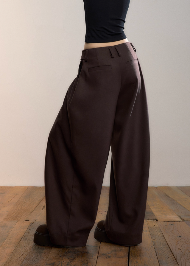 Y2K Button-Pleat Fluid Drape Pants Main Image