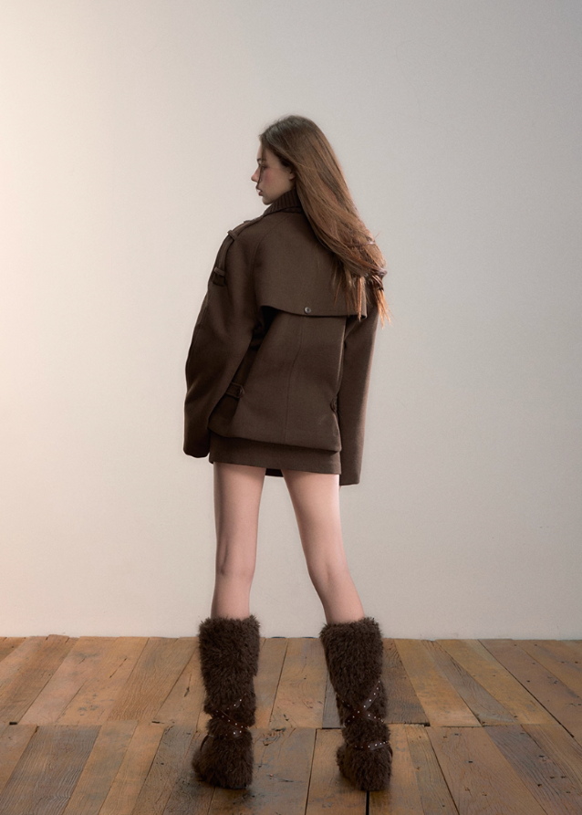 Heavy Industry High-Neck Wool Cargo Jacket