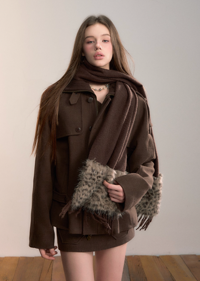 Heavy Industry High-Neck Wool Cargo Jacket