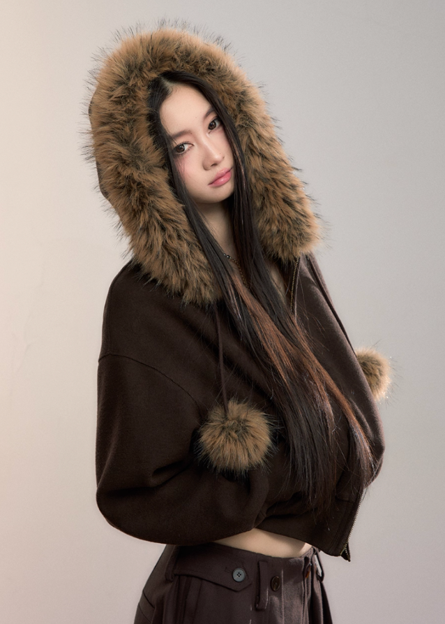 Street Winter Fur-Trim Fleece Hoodie