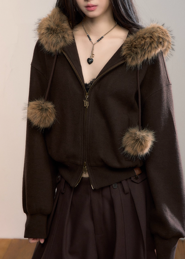 Street Winter Fur-Trim Fleece Hoodie