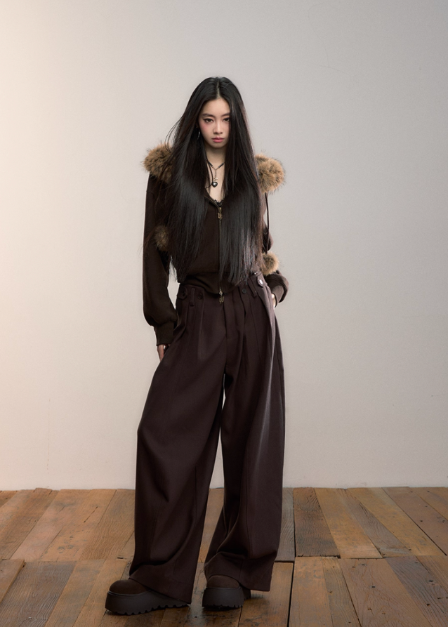 Street Winter Fur-Trim Fleece Hoodie