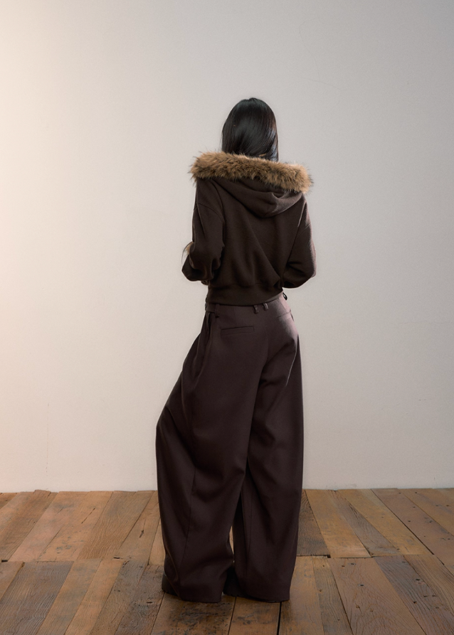 Street Winter Fur-Trim Fleece Hoodie